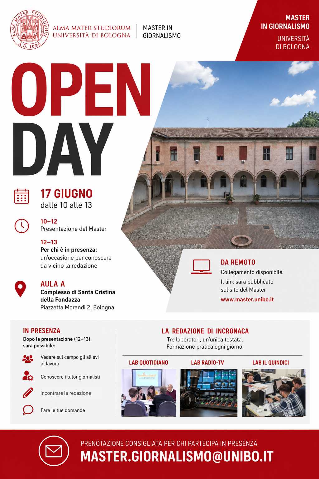 Locandina con tutte le info sull'Open Day